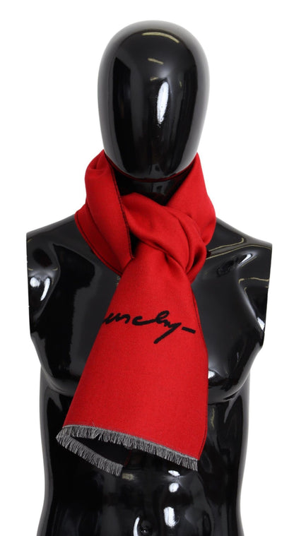  - Elegant Red Wool Blend Unisex Scarf