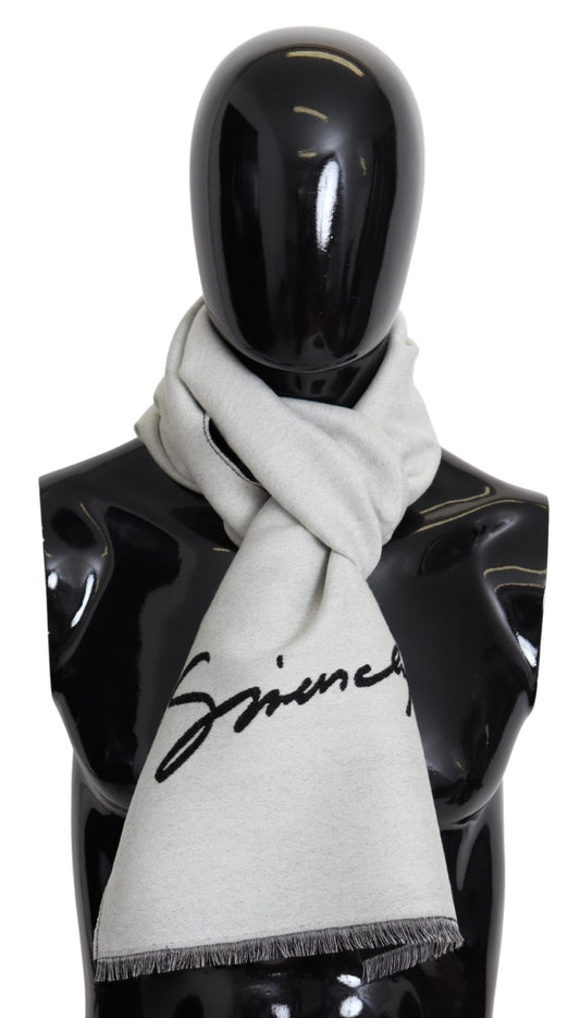  - Elegant Monochrome Wool-Silk Blend Scarf