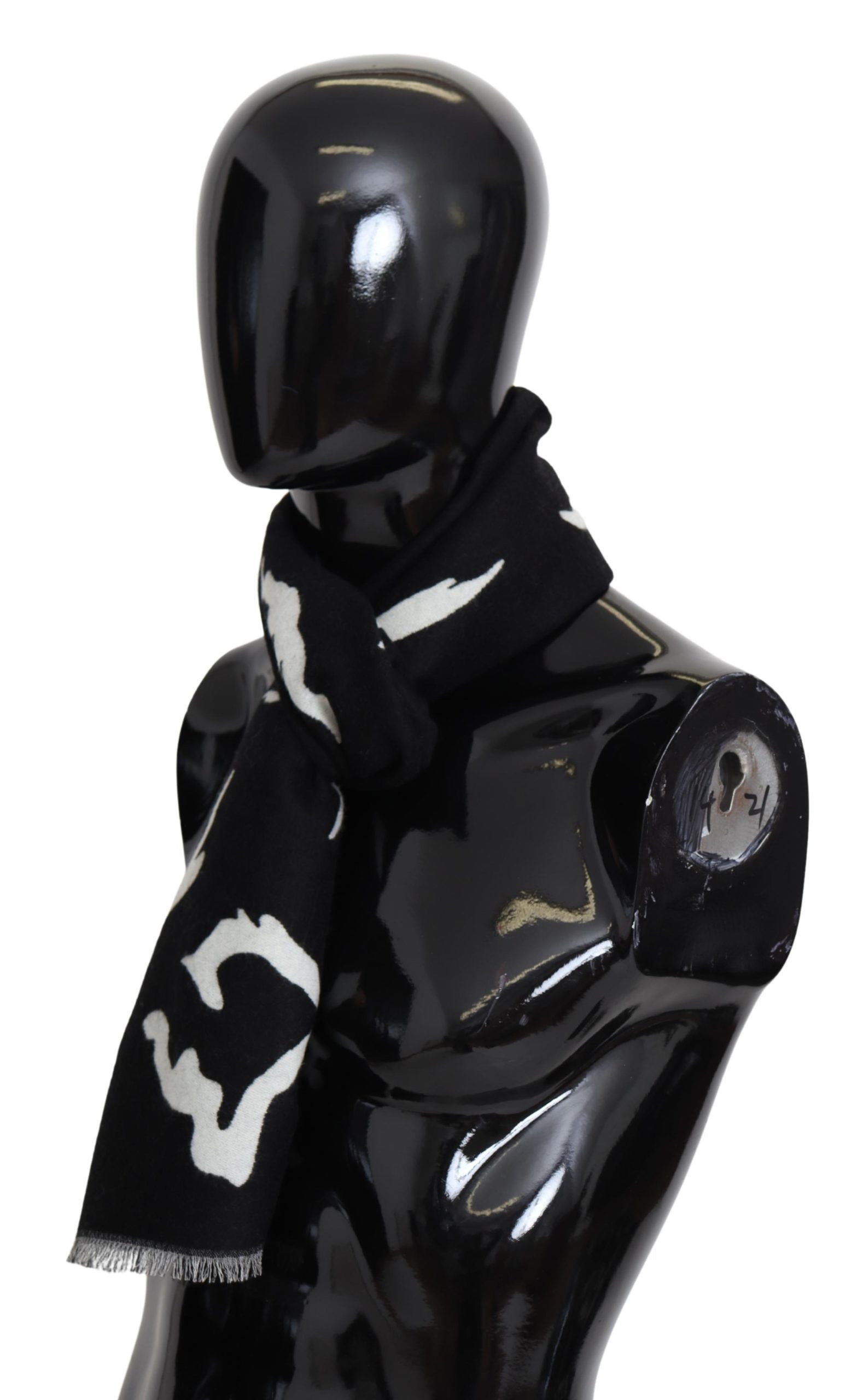 Unisex Wool-Silk Scarf in Black & White by Givenchy