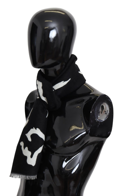 Unisex Wool-Silk Scarf in Black & White by Givenchy
