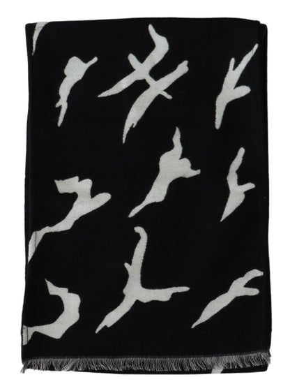 Unisex Wool-Silk Scarf in Black & White by Givenchy