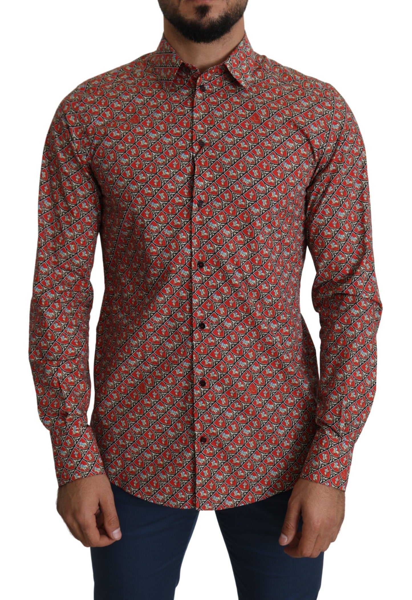  - Elegant Red Martini Fit Cotton Shirt