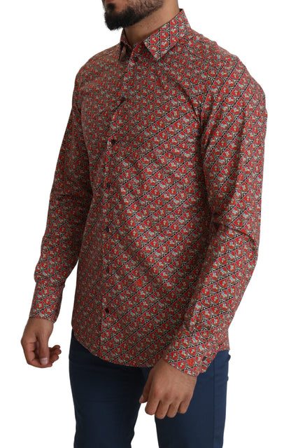  - Elegant Red Martini Fit Cotton Shirt