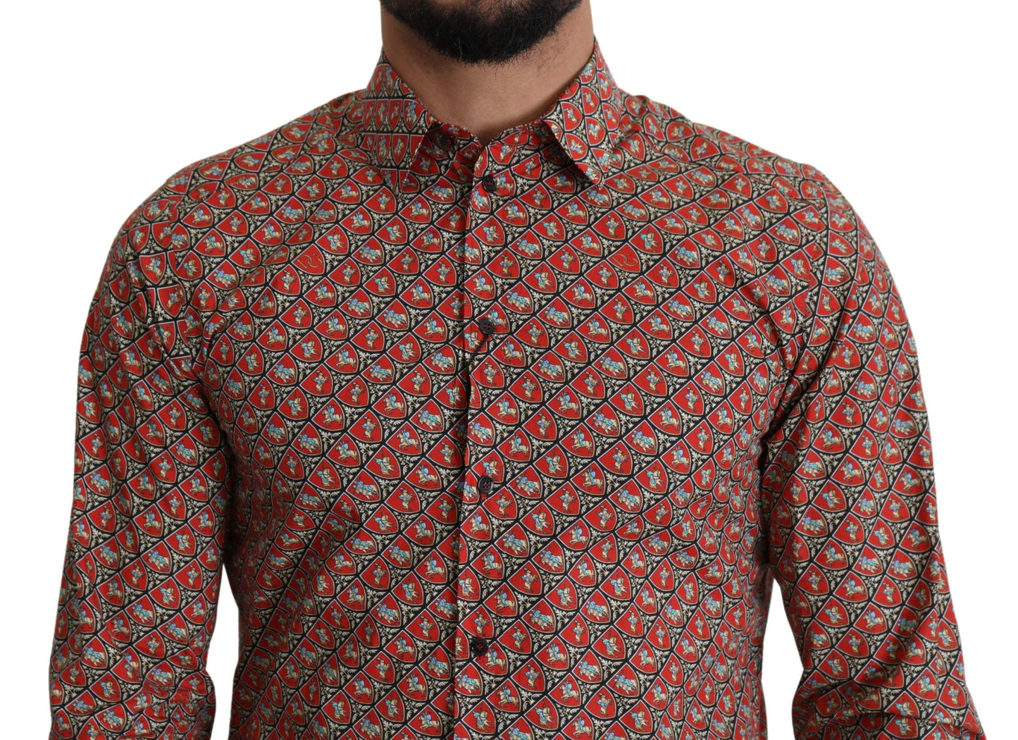  - Elegant Red Martini Fit Cotton Shirt