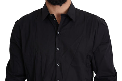  - Elegant Slim Fit Black Dress Shirt