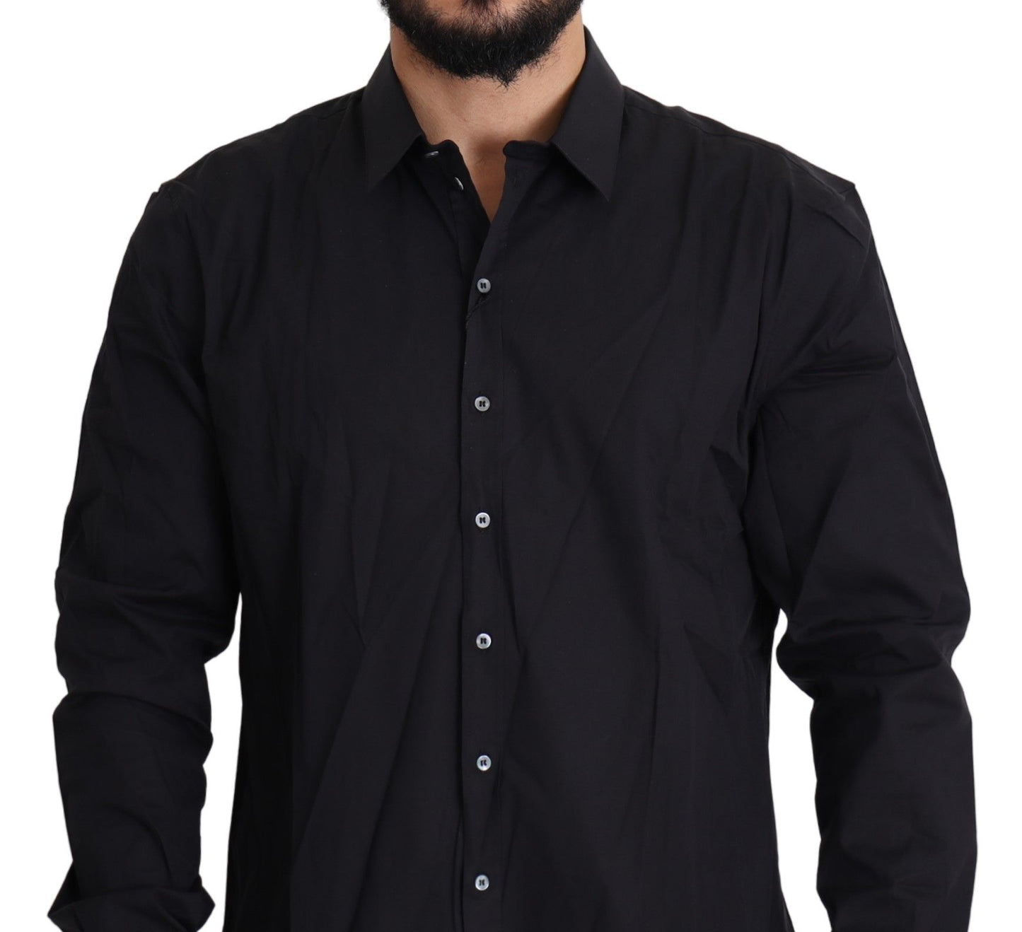  - Elegant Slim Fit Black Dress Shirt