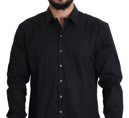  - Elegant Slim Fit Black Dress Shirt