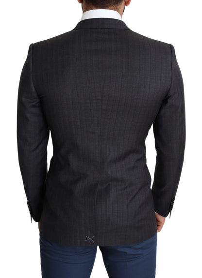  - Elegant Black Virgin Wool Martini Blazer