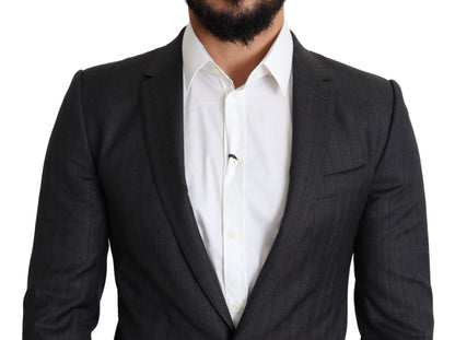  - Elegant Black Virgin Wool Martini Blazer