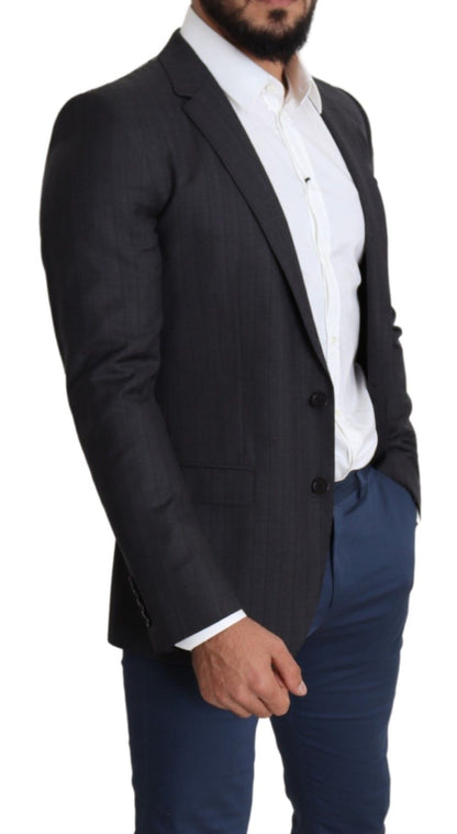  - Elegant Black Virgin Wool Martini Blazer