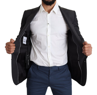  - Elegant Black Virgin Wool Martini Blazer