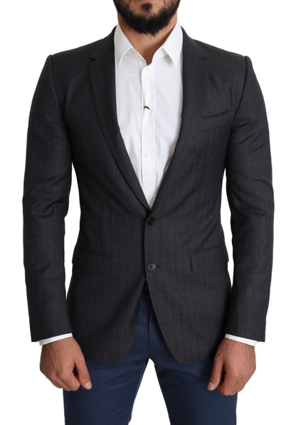  - Elegant Black Virgin Wool Martini Blazer