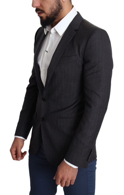  - Elegant Black Virgin Wool Martini Blazer