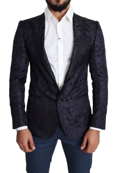  - Elegant Silk Blend Martini Blazer in Blue