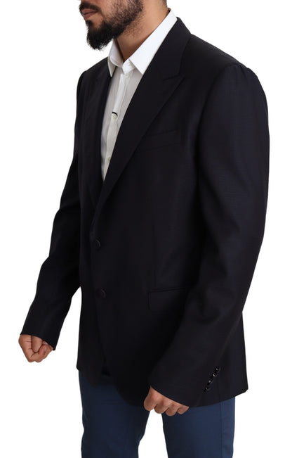  - Elegant Black Virgin Wool Men's Blazer