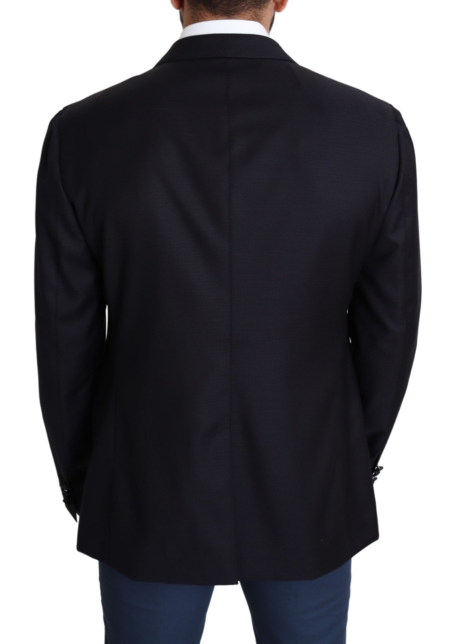  - Elegant Black Virgin Wool Men's Blazer