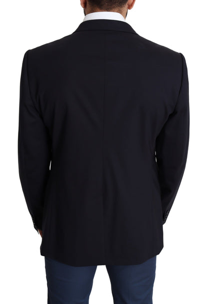  - Exquisite Black Wool Stretch Martini Blazer