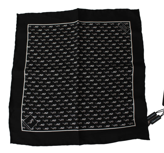  - Elegant Black Silk Seahorse Scarf