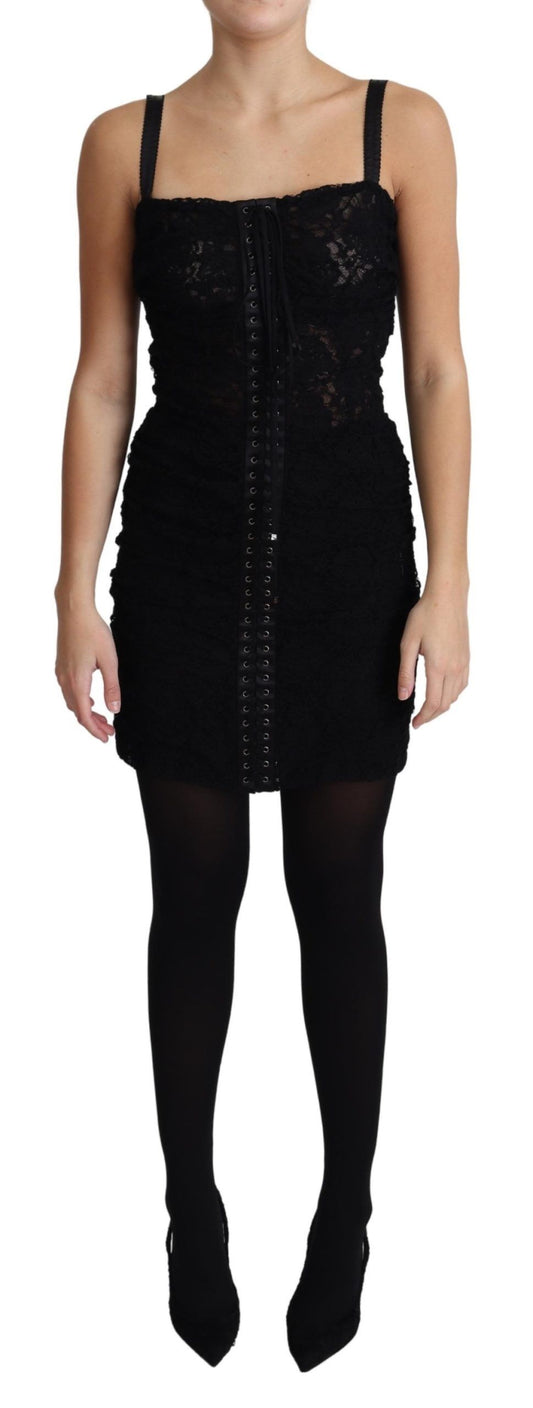  - Elegant Black Lace Bustier Mini Dress