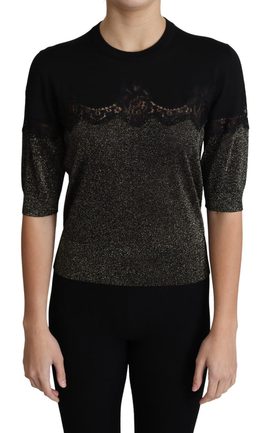  - Elegant Lurex Threaded Jersey Lace Blouse