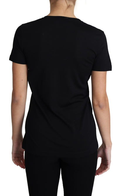  - Elegant Black Wool Round Neck T-Shirt