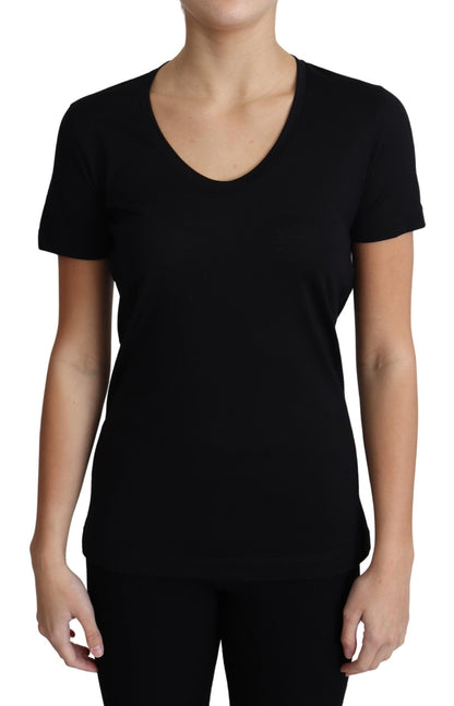  - Elegant Black Wool Round Neck T-Shirt