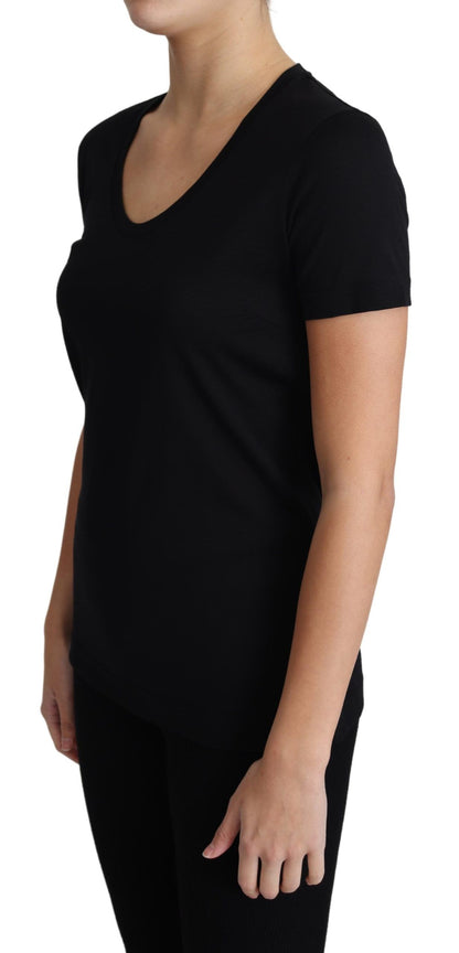  - Elegant Black Wool Round Neck T-Shirt