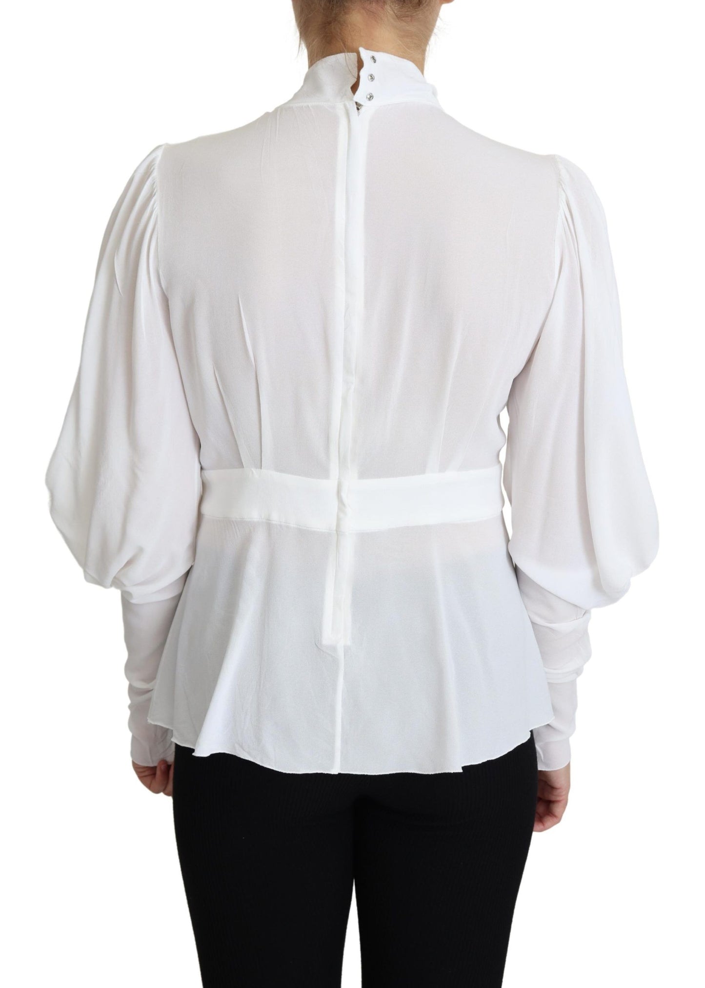  - Elegant Snow-White Viscose Blouse