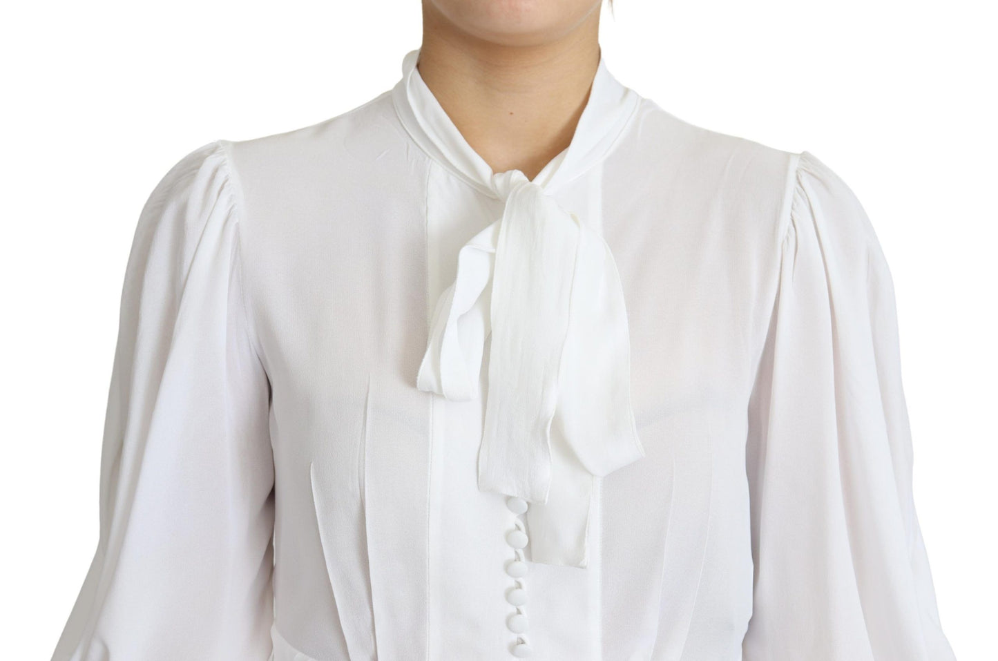  - Elegant Snow-White Viscose Blouse