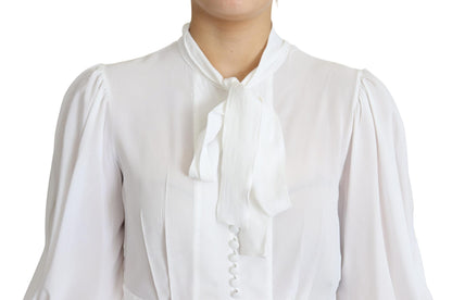  - Elegant Snow-White Viscose Blouse