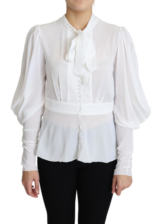  - Elegant Snow-White Viscose Blouse