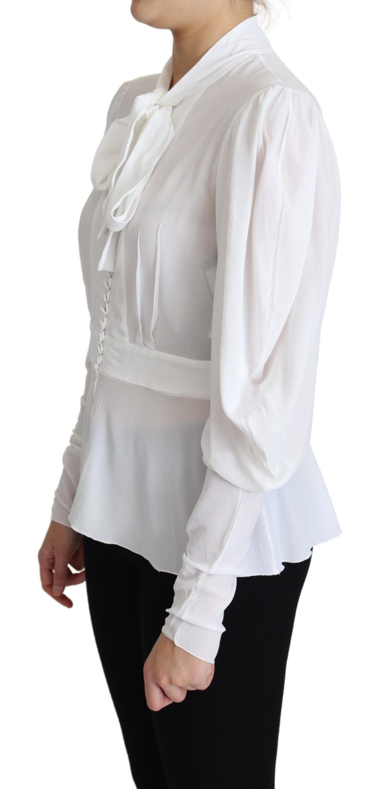  - Elegant Snow-White Viscose Blouse