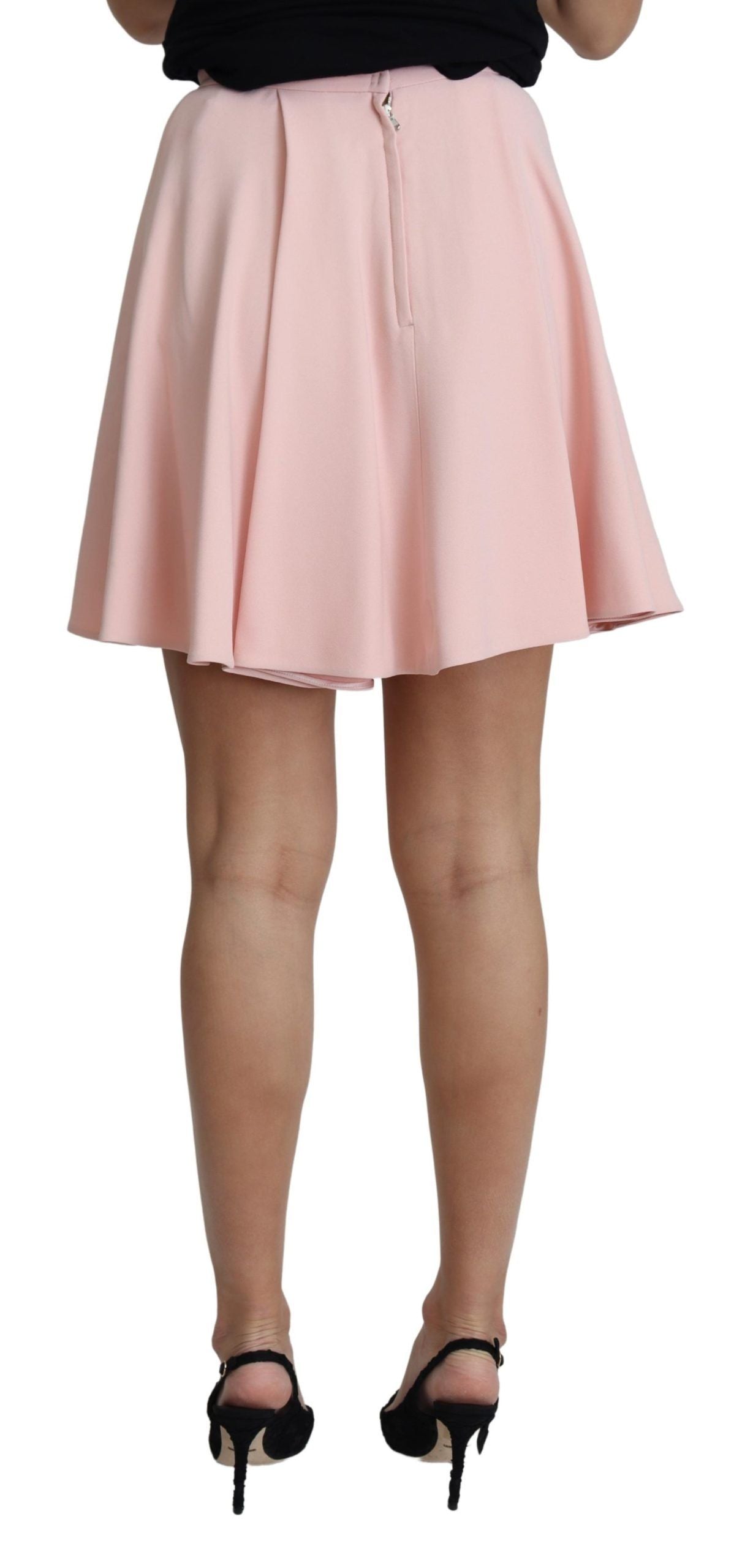  - Elegant Pink Flare A-line Mini Skirt