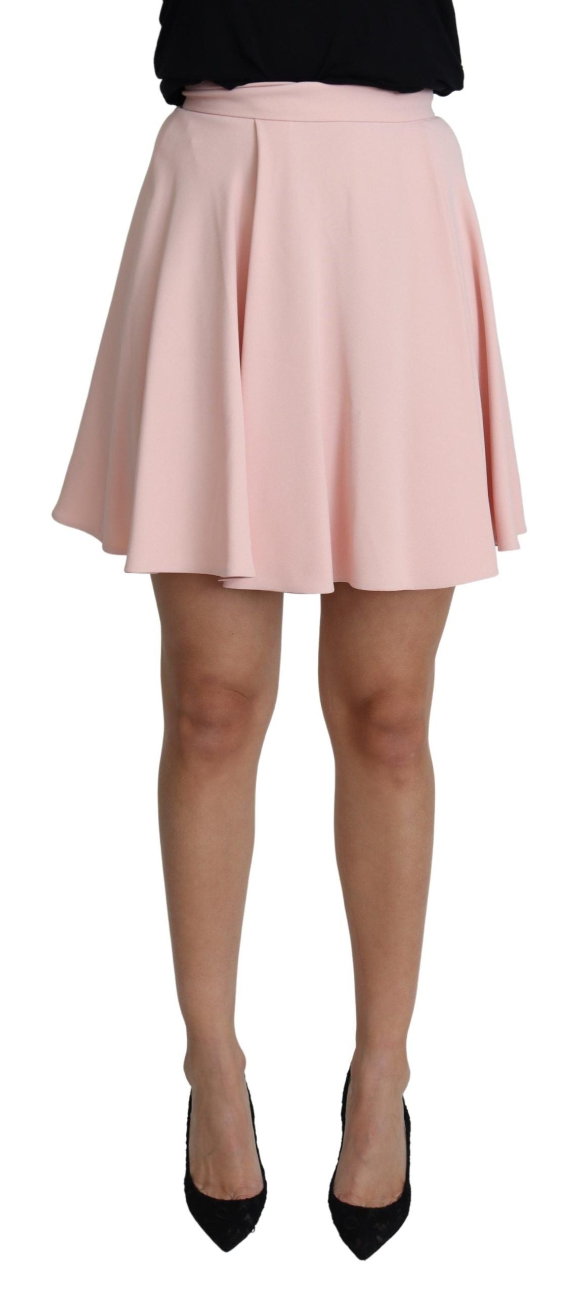  - Elegant Pink Flare A-line Mini Skirt