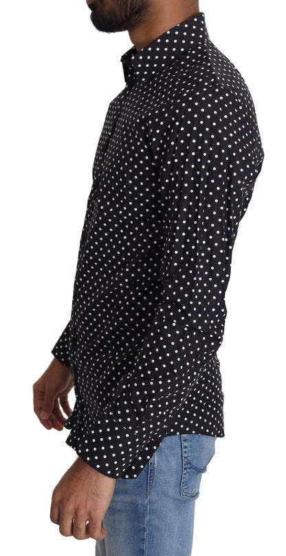  - Elegant Polka Dot Men's Long Sleeve Shirt