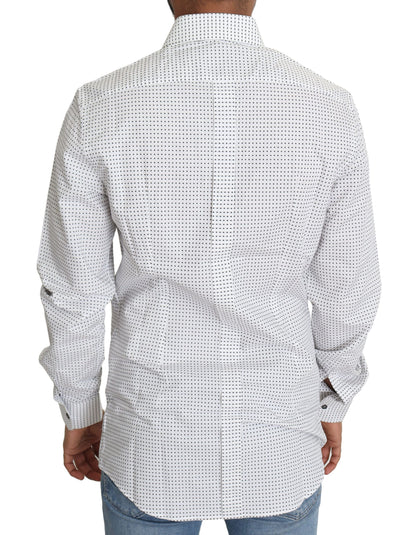 Dolce & Gabbana - Men's White & Black Polka Dot Slim Fit Dress Shirt – Made in Italy