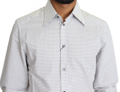 Dolce & Gabbana - Men's White & Black Polka Dot Slim Fit Dress Shirt – Made in Italy