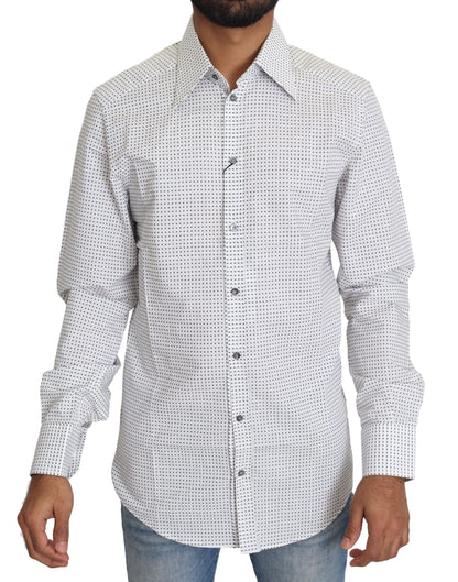 Dolce & Gabbana - Men's White & Black Polka Dot Slim Fit Dress Shirt – Made in Italy