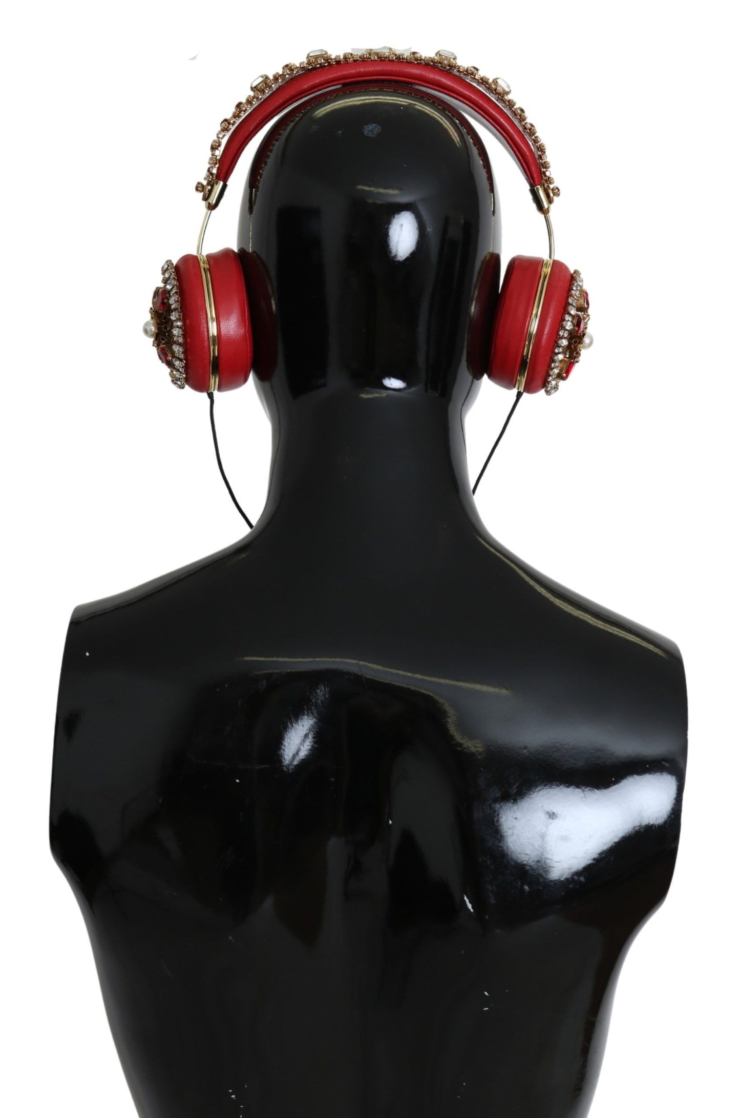  - Exquisite Red Crystal Leather Headphones