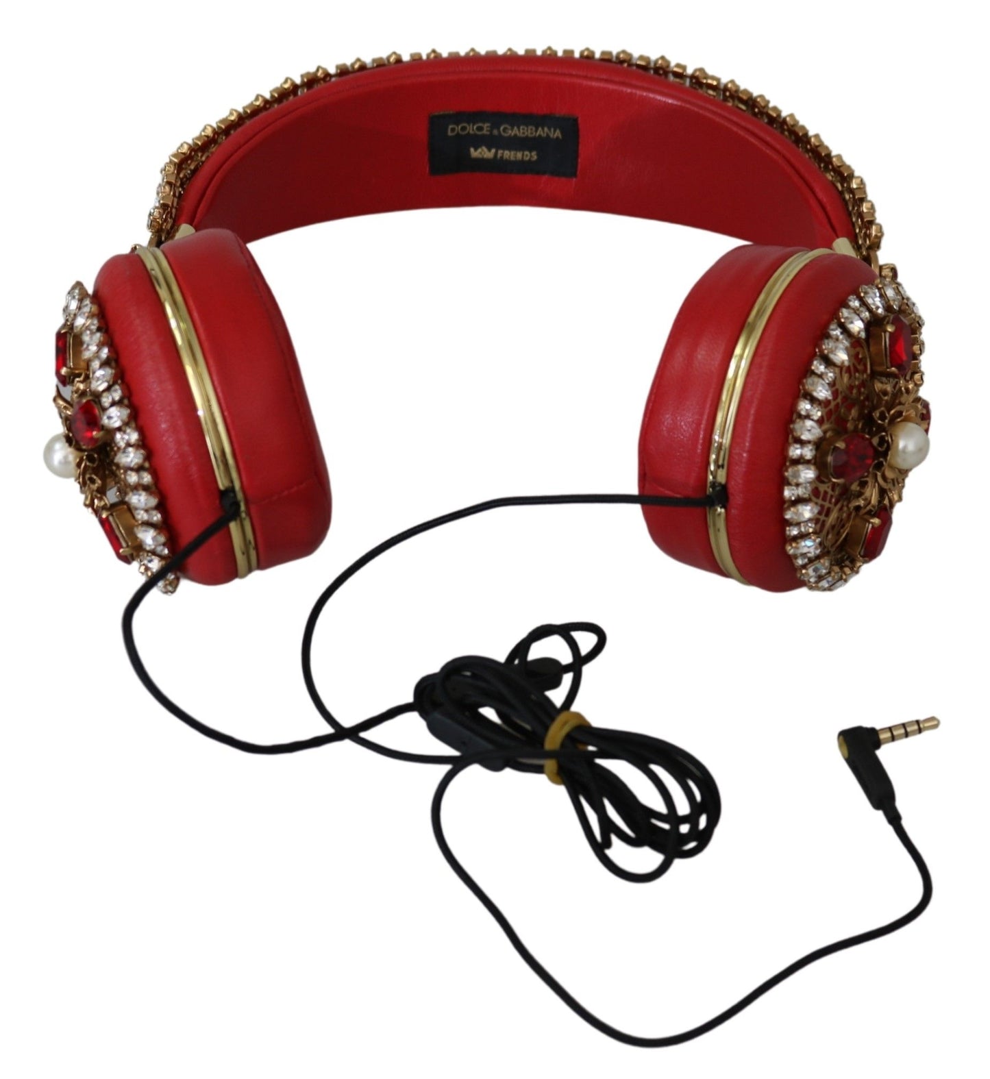  - Exquisite Red Crystal Leather Headphones