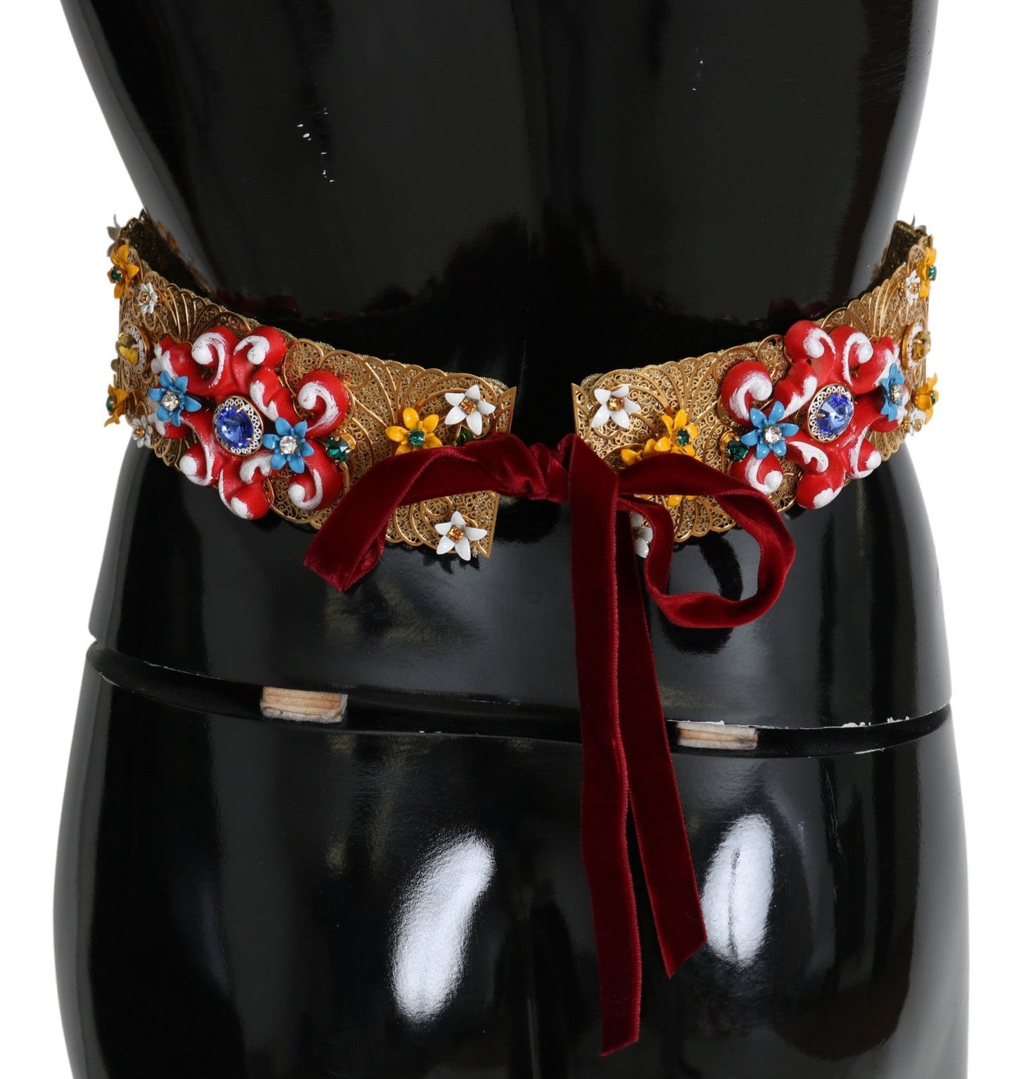  - Golden Floral Crystal Embellished Waist Belt