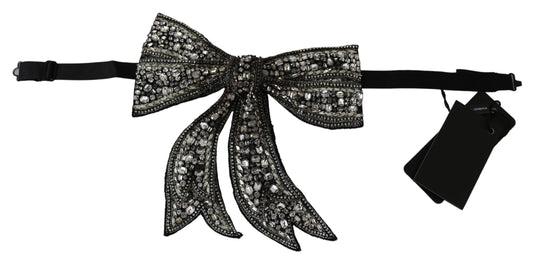  - Silver-Tone Silk Crystal Bow Tie