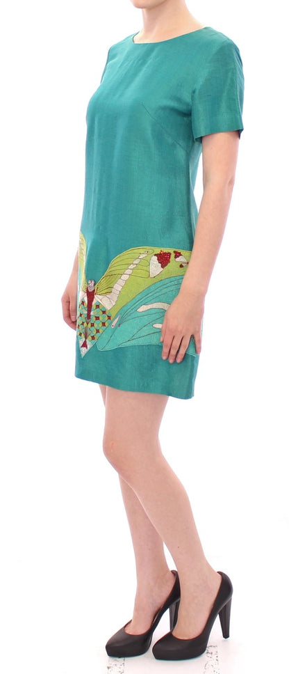  - Elegant Embroidered Green Mini Dress