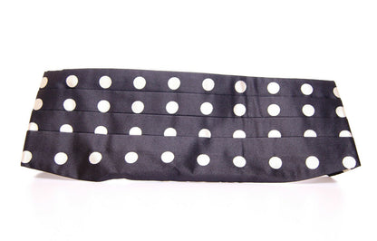  - Elegant Silk Black Polka Dot Cummerbund