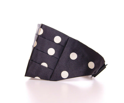  - Elegant Silk Black Polka Dot Cummerbund