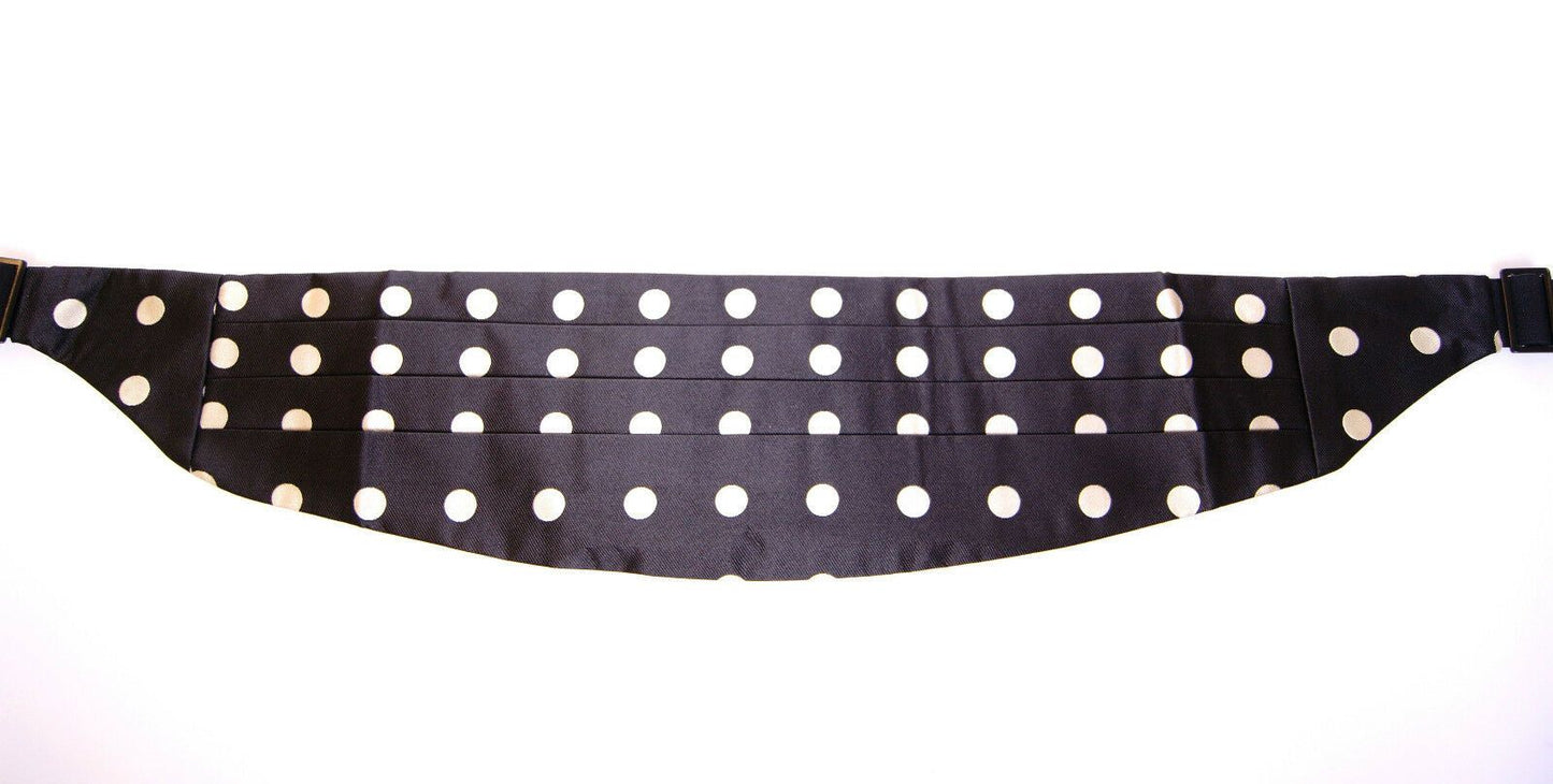  - Elegant Silk Black Polka Dot Cummerbund