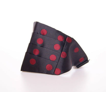  - Exquisite Black Silk Cummerbund with Red Polka Dots