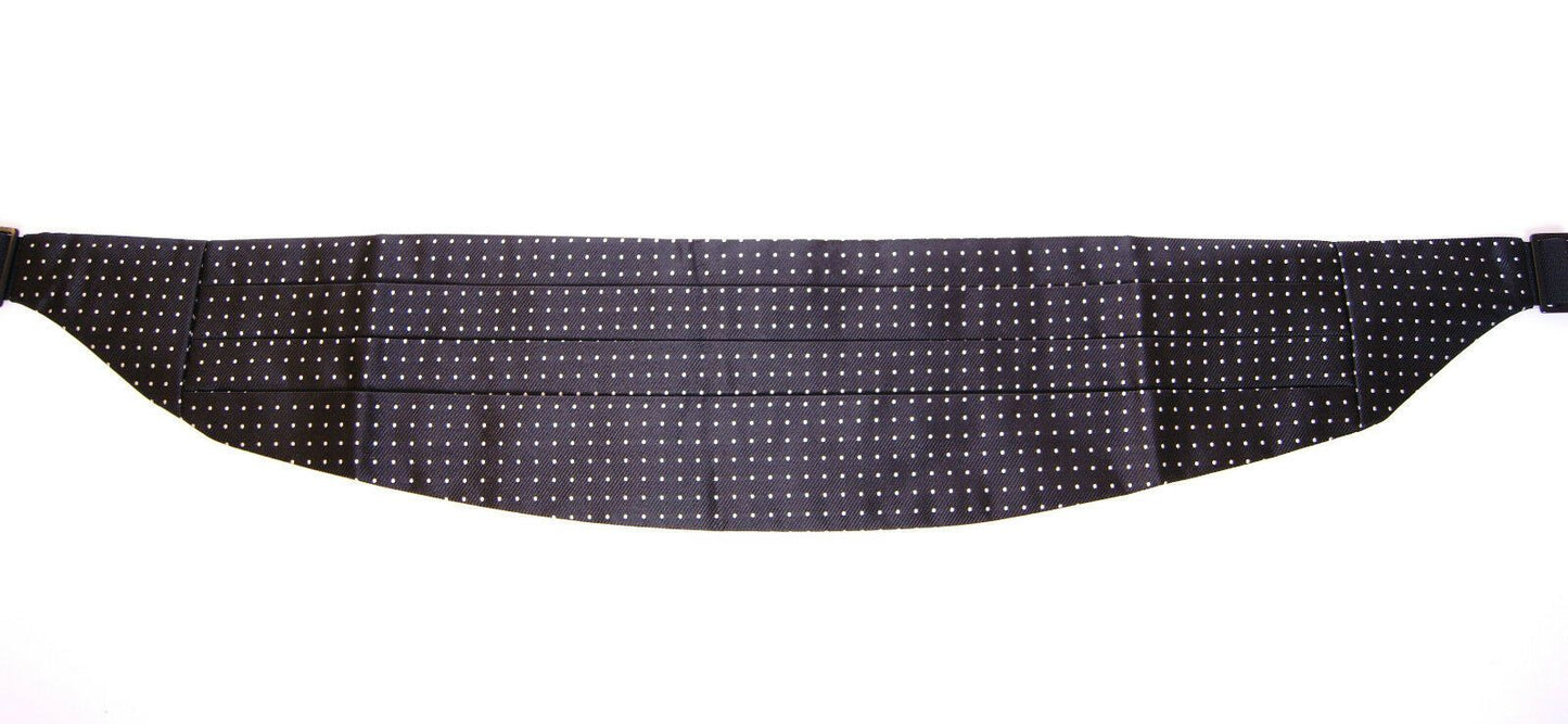  - Elegant Black Silk Polka Dot Cummerbund