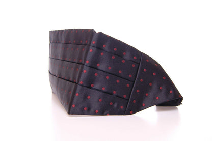  - Elegant Silk Black Cummerbund with Red Polka Dots