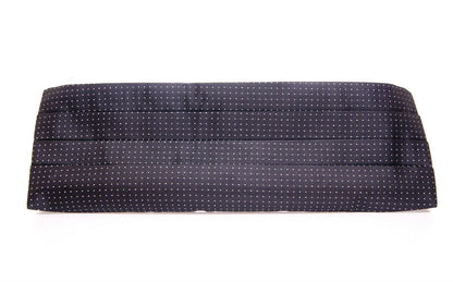  - Elegant Black Silk Cummerbund with Polka Dots